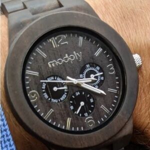 Modply Men Woodland Natural Wood 4 Dial Watch